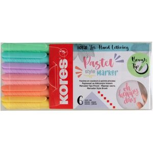 KORES Pastel Style, so štetcovým hrotom, 6 farieb KORES Pastel Style, so štetcovým hrotom, 6 farieb