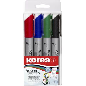 KORES K-MARKER na flipcharty, guľatý hrot – sada 4 farieb KORES K-MARKER na flipcharty, guľatý hrot – sada 4 farieb