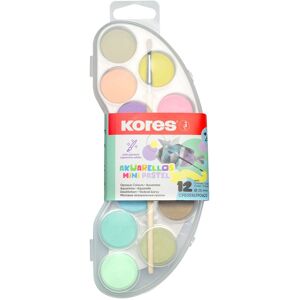 KORES AKUARELLOS MINI PASTEL 25 mm 12 farieb + štetec KORES AKUARELLOS MINI PASTEL 25 mm 12 farieb + štetec