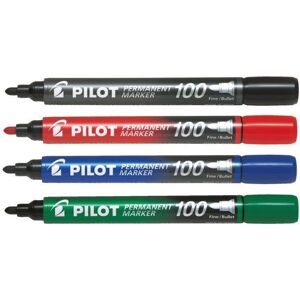 PILOT Permanent Marker 100 1.0 mm, súprava 4 farieb PILOT Permanent Marker 100 1.0 mm, súprava 4 farieb