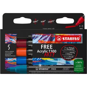 STABILO FREE Acrylic T300 2 – 3 mm, Urban – balenie 5 farieb STABILO FREE Acrylic T300 2 – 3 mm, Urban – balenie 5 farieb