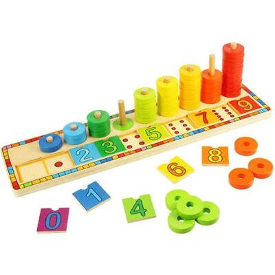 Bigjigs Toys Drevená motorická doska – Nasadzovanie s číslami Bigjigs Toys Drevená motorická doska – Nasadzovanie s číslami