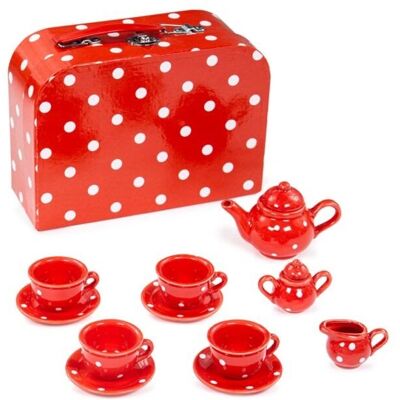 Bigjigs Toys Červený bodkovaný čajový set Bigjigs Toys Červený bodkovaný čajový set