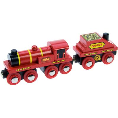 Bigjigs Toys Bigjigs Červená lokomotíva s tendrom Bigjigs Toys Bigjigs Červená lokomotíva s tendrom