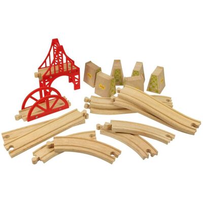 Bigjigs Toys Drevené vláčikové dráhy – Sada most 18 dielov Bigjigs Toys Drevené vláčikové dráhy – Sada most 18 dielov