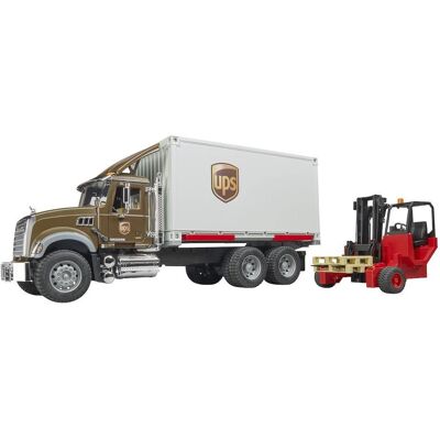 Bruder Nákladné auto UPS Mack Granite s vysokozdvižným vozíkom Bruder Nákladné auto UPS Mack Granite s vysokozdvižným vozíkom