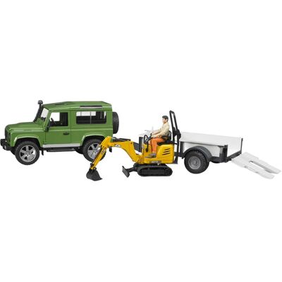 Bruder Land Rover s vodičom, prívesom a minibagrom JCB Bruder Land Rover s vodičom, prívesom a minibagrom JCB