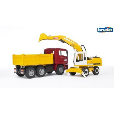 Bruder MAN TGA Nákladné auto s Liebherr bagrom Bruder MAN TGA Nákladné auto s Liebherr bagrom