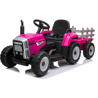 Mamido Elektrický traktor s vlečkou Blow ružový Mamido Elektrický traktor s vlečkou Blow ružový