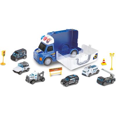 WIKY Auto policajné s efektmi a 6 malými autami 34 cm WIKY Auto policajné s efektmi a 6 malými autami 34 cm