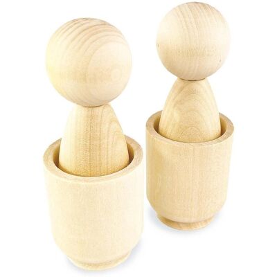 Ulanik Montessori drevená hračka „Unfinished Peg Dolls in Cups" 2 ks Ulanik Montessori drevená hračka „Unfinished Peg Dolls in Cups" 2 ks
