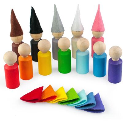 Ulanik Montessori drevená hračka „Peg Dolls with Hats small“ Ulanik Montessori drevená hračka „Peg Dolls with Hats small“