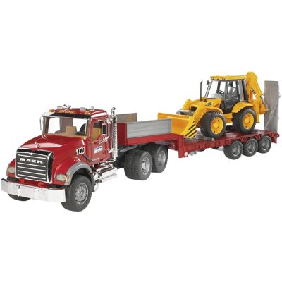 Bruder 02813 Ťahač MACK Granite s bagrom JCB 4CX Bruder 02813 Ťahač MACK Granite s bagrom JCB 4CX