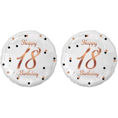 GoDan Balón fóliový biely 18 rokov – happy birthday/narodeniny, ružovo-zlatý nápis, 45 cm, 2 ks GoDan Balón fóliový biely 18 rokov – happy birthday/narodeniny, ružovo-zlatý nápis, 45 cm, 2 ks