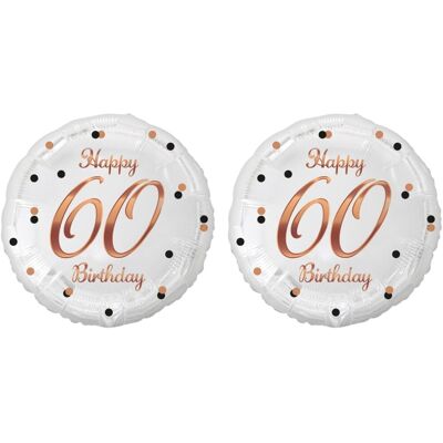 GoDan Balón fóliový biely 60 rokov – happy birthday/narodeniny, ružovo-zlatý nápis, 45 cm, 2 ks GoDan Balón fóliový biely 60 rokov – happy birthday/narodeniny, ružovo-zlatý nápis, 45 cm, 2 ks