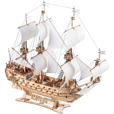 BusyKids Storm of the Seas 3D drevená loď, white BusyKids Storm of the Seas 3D drevená loď, white