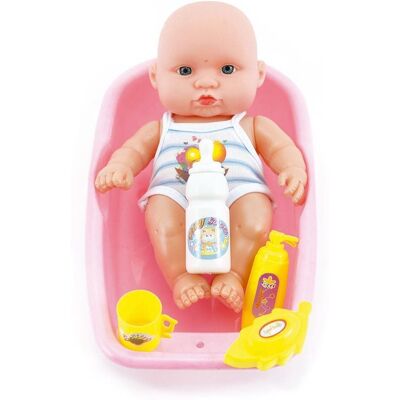 Teddies Bábätko plast 18 cm s doplnkami vo vaničke Teddies Bábätko plast 18 cm s doplnkami vo vaničke