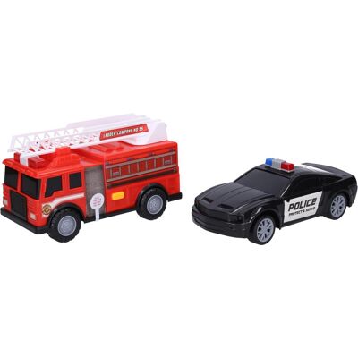 Wiky Policajné a hasičské auto s efektmi 23 cm Wiky Policajné a hasičské auto s efektmi 23 cm