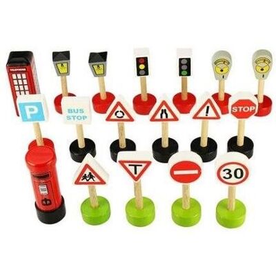 Bigjigs Toys Bigjigs Rail drevená súprava dopravných značiek Bigjigs Toys Bigjigs Rail drevená súprava dopravných značiek