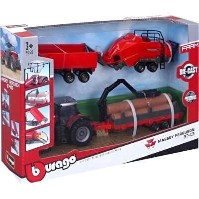 Bburago Massey Ferguson 8740S s doplnkami (darčekové balenie) Bburago Massey Ferguson 8740S s doplnkami (darčekové balenie)