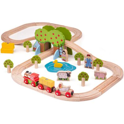 Bigjigs Toys Bigjigs Drevená vláčikodráha farma Bigjigs Toys Bigjigs Drevená vláčikodráha farma