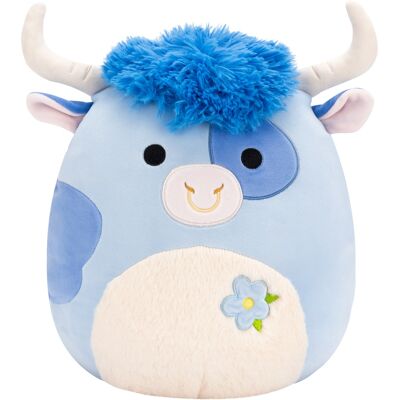 Jazwares Squishmallows Bermayeh – modrý býk s hebkým bielym bruškom a kvetom Jazwares Squishmallows Bermayeh – modrý býk s hebkým bielym bruškom a kvetom