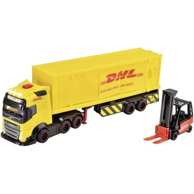 Dickie DHL nákladné vozidlo Volvo FH 16 s vysokozdvižným vozíkom Dickie DHL nákladné vozidlo Volvo FH 16 s vysokozdvižným vozíkom
