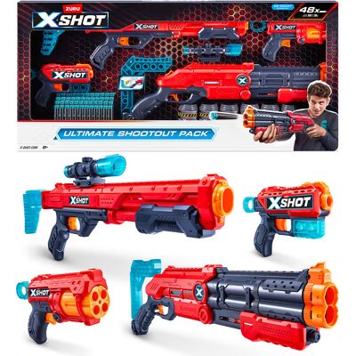 Sparkys X-Shot Veľká súprava – Vigilante, Hawk Eye, Fury 4, Kickback + 6 plechoviek a náboje Sparkys X-Shot Veľká súprava – Vigilante, Hawk Eye, Fury 4, Kickback + 6 plechoviek a náboje
