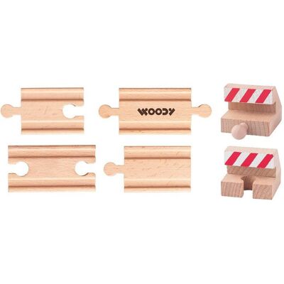 Woody Príslušenstvo k dráhe – Spojovacie koľaje a zarážky 6 ks Woody Príslušenstvo k dráhe – Spojovacie koľaje a zarážky 6 ks