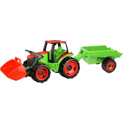 Lena Traktor s lyžicou a s vozíkom, červeno-zelený Lena Traktor s lyžicou a s vozíkom, červeno-zelený