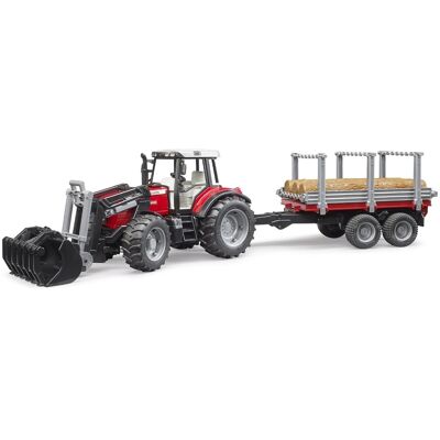 Bruder Farmer – Massey Ferguson traktor s vlekom Bruder Farmer – Massey Ferguson traktor s vlekom