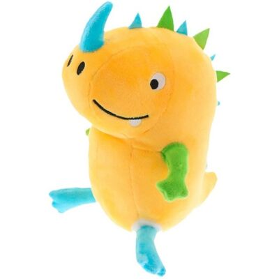 TEXTILOMANIE TEXTILOMÁNIE Žltý plyšový dinosaurus DOCUS s modrým rohom TEXTILOMANIE TEXTILOMÁNIE Žltý plyšový dinosaurus DOCUS s modrým rohom