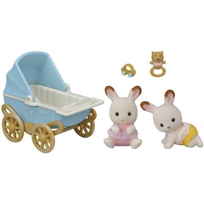 Sylvanian families Dvojčatá Chocolate králikov s kočíkom Sylvanian families Dvojčatá Chocolate králikov s kočíkom