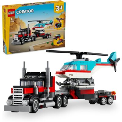 Lego Creator 3 v 1 31146 Nákladiak s plochou korbou a helikoptérou Lego Creator 3 v 1 31146 Nákladiak s plochou korbou a helikoptérou