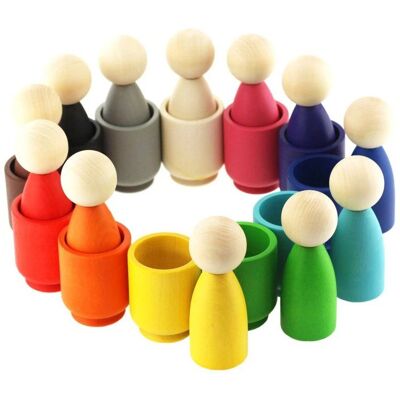 Ulanik Montessori Peg dolls v pohároch Ulanik Montessori Peg dolls v pohároch