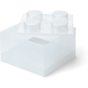 Lego úložný box s vekom, trblietavo priehľadný Lego úložný box s vekom, trblietavo priehľadný