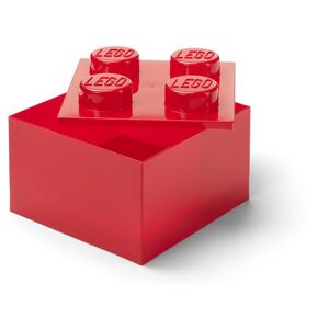 Lego úložný box s vekom, priehľadne červený Lego úložný box s vekom, priehľadne červený