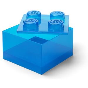 Lego úložný box s vekom, priehľadne modrý Lego úložný box s vekom, priehľadne modrý