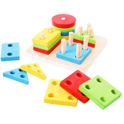 Bigjigs Toys Drevená motorická hračka – Nasadzovanie tvarov na tyče Bigjigs Toys Drevená motorická hračka – Nasadzovanie tvarov na tyče
