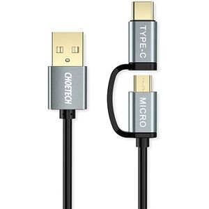 ChoeTech 2 in 1 USB to Micro USB + Type-C (USB-C) Straight Cable 1,2 m