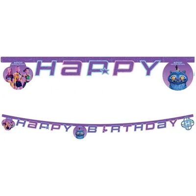 GoDan Papierová girlanda Happy Birthday K-POP DEMON HUNTERS, Lovci démonov, 200 cm GoDan Papierová girlanda Happy Birthday K-POP DEMON HUNTERS, Lovci démonov, 200 cm