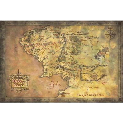 Grupo Erik The Lord Of The Rings – Pán prsteňov – Map Of Middle Earth – plagát Grupo Erik The Lord Of The Rings – Pán prsteňov – Map Of Middle Earth – plagát