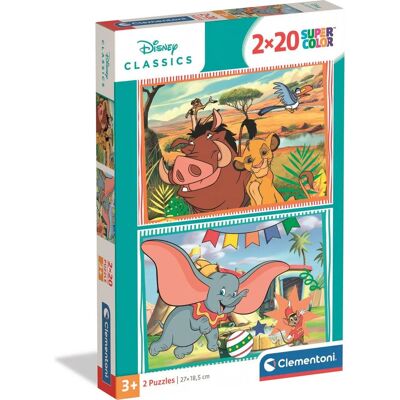 Clementoni Rozprávky Leví kráľ a Dumbo – puzzle 2× 20 dielikov Clementoni Rozprávky Leví kráľ a Dumbo – puzzle 2× 20 dielikov