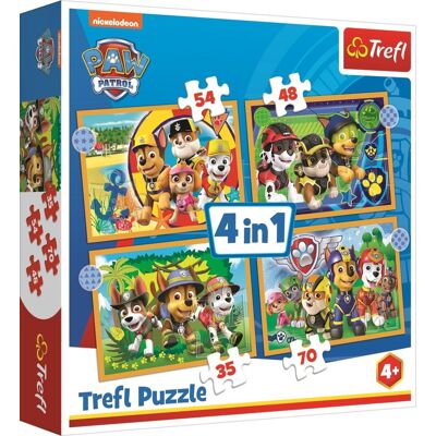 Trefl Puzzle Labková patrola: Prázdniny 4 v 1 (35, 48, 54, 70 dielikov) Trefl Puzzle Labková patrola: Prázdniny 4 v 1 (35, 48, 54, 70 dielikov)