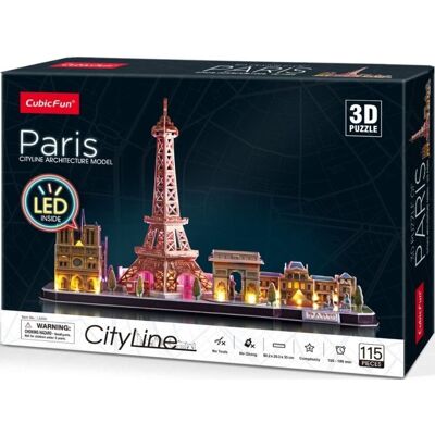 CubicFun CityLine panorama LED: Paříž 115 dílků CubicFun CityLine panorama LED: Paříž 115 dílků