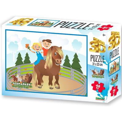 PRiME 3D Puzzle s 3D efektom 48 dielikov Farmapark: Deti s koníkom PRiME 3D Puzzle s 3D efektom 48 dielikov Farmapark: Deti s koníkom