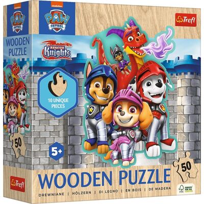 Trefl Drevené puzzle obrysové Labková patrola: Rescue Knights 50 dielikov Trefl Drevené puzzle obrysové Labková patrola: Rescue Knights 50 dielikov