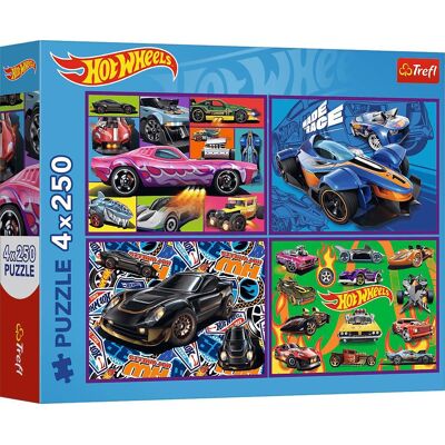 Trefl Puzzle Hot Wheels: Pretekárske autá 4× 250 dielikov Trefl Puzzle Hot Wheels: Pretekárske autá 4× 250 dielikov