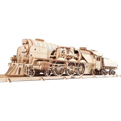 UGEARS 3D Lokomotíva V-Express s vagónom 538 dielikov UGEARS 3D Lokomotíva V-Express s vagónom 538 dielikov
