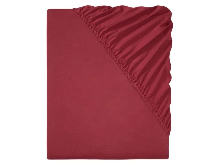 Livarno Home Džersejová bavlnená napínacia plachta BIO, 90–100 x 200 cm (červená)
